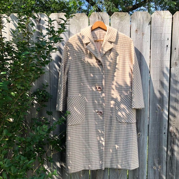 1960s vintage houndstooth swing coat - Picture 2 of 4